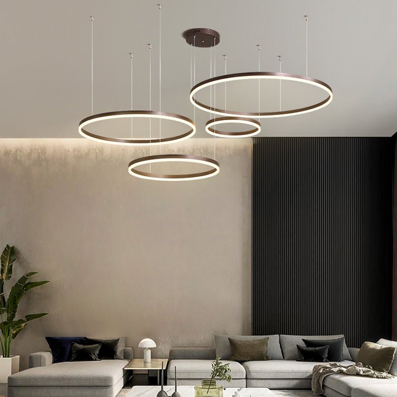 Modern Metal Pendant Light Concentric Rings View 19