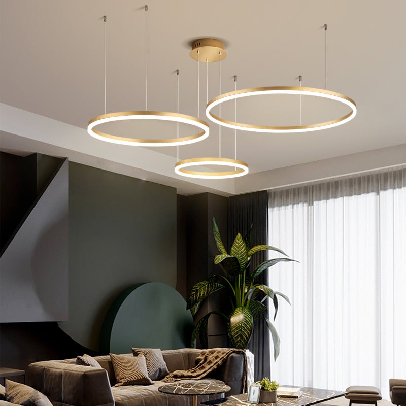 Modern Metal Pendant Light Concentric Rings View 20
