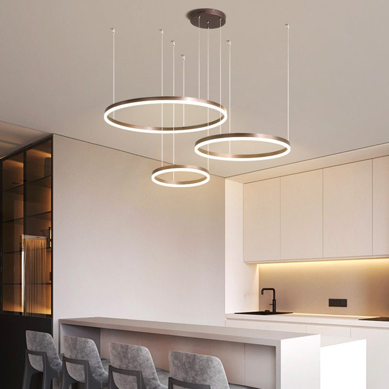 Modern Metal Pendant Light Concentric Rings View 21