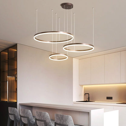 Modern Metal Pendant Light Concentric Rings View 21