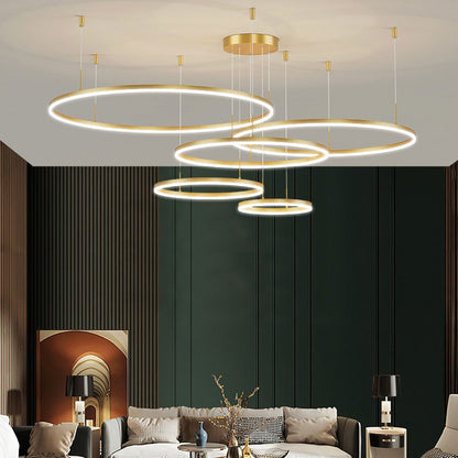 Modern Metal Pendant Light Concentric Rings View 22
