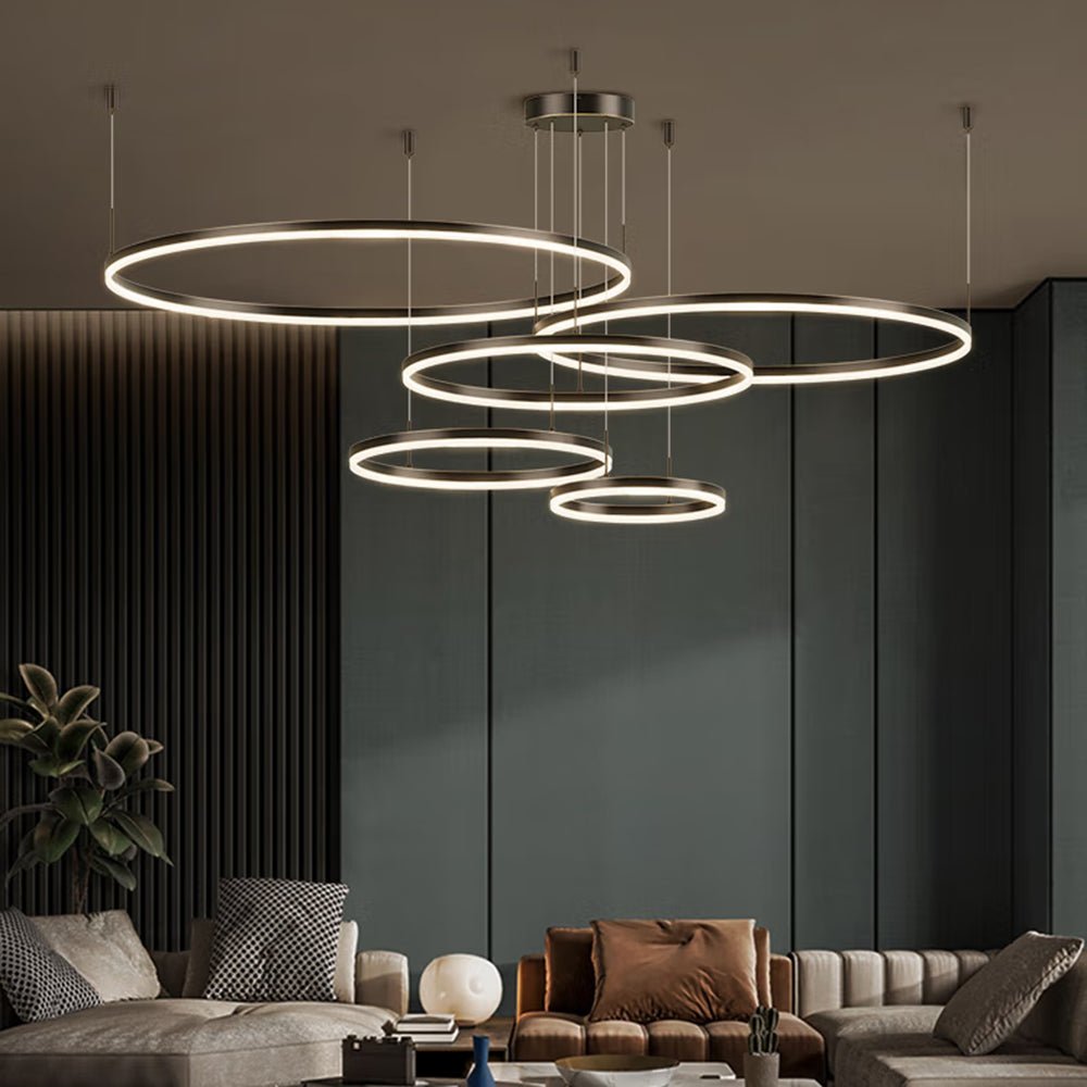 Modern Metal Pendant Light Concentric Rings View 26