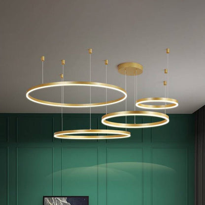 Modern Metal Pendant Light Concentric Rings View 29