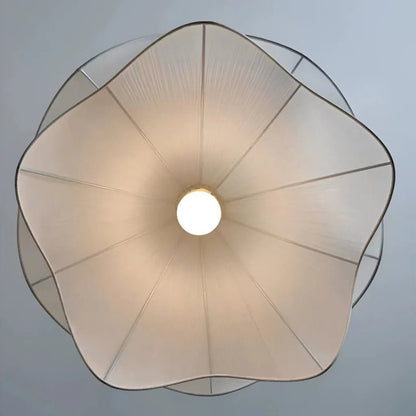 Modern Metal Pendant Light Pleated Fabric Tiered Shade Angle