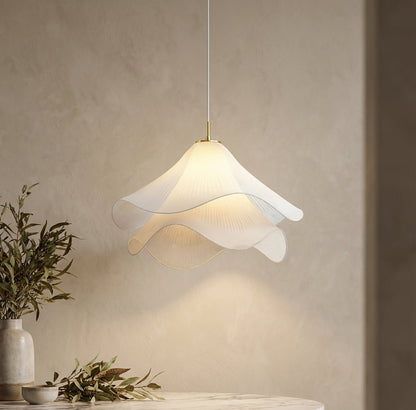 Modern Metal Pendant Light Pleated Fabric Tiered Shade Hero