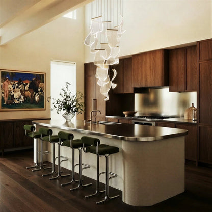 Modern Metal Round Ceiling Mount Chandelier Cascading Panels View 23