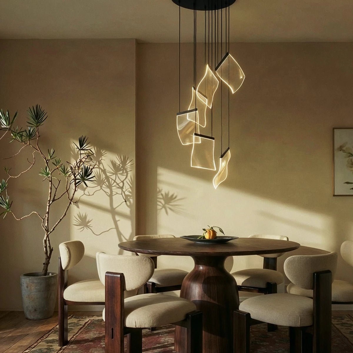Modern Metal Round Ceiling Mount Chandelier Cascading Panels View 25