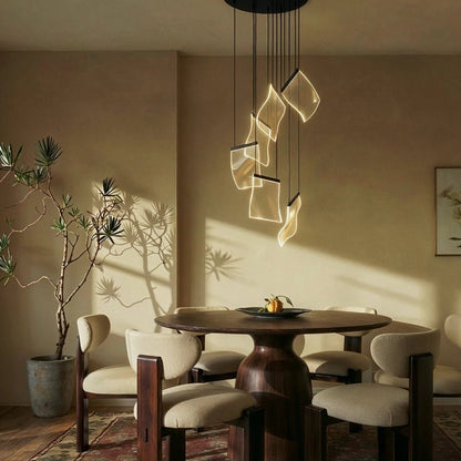 Modern Metal Round Ceiling Mount Chandelier Cascading Panels View 25