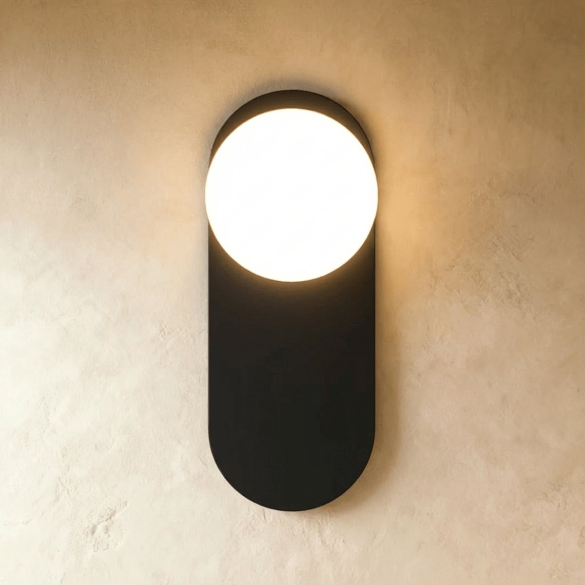 Modern Metal Wall Lamp Frosted Globe Stem Angle