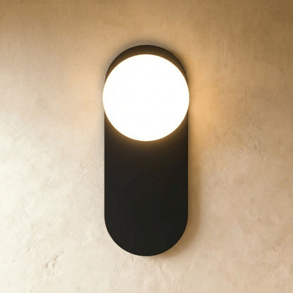Modern Metal Wall Lamp Frosted Globe Stem Angle