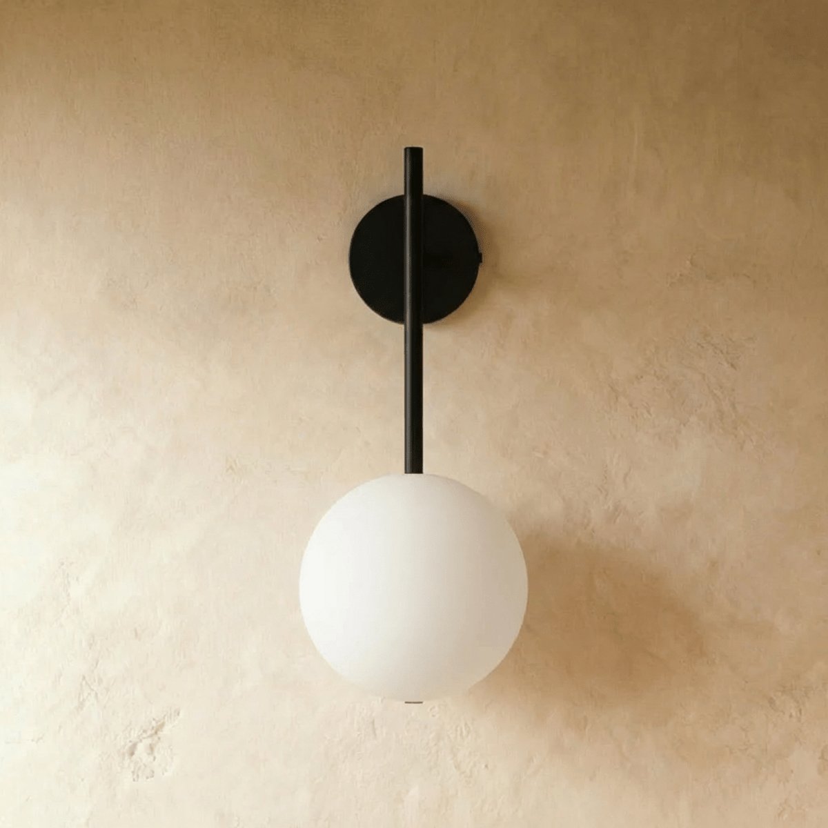 Modern Metal Wall Lamp Frosted Globe Stem Detail