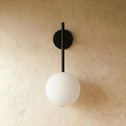 Modern Metal Wall Lamp Frosted Globe Stem Detail