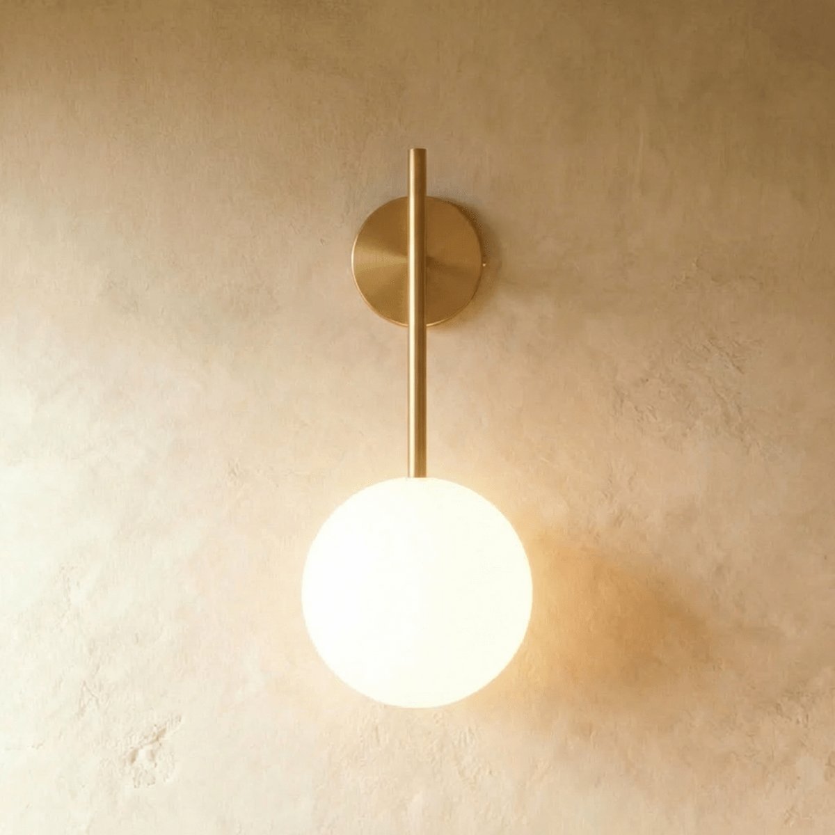 Modern Metal Wall Lamp Frosted Globe Stem Front
