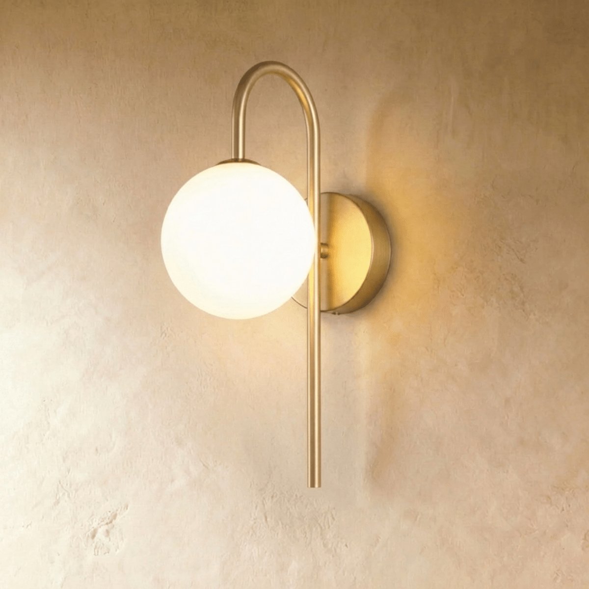 Modern Metal Wall Lamp Frosted Globe Stem Lifestyle