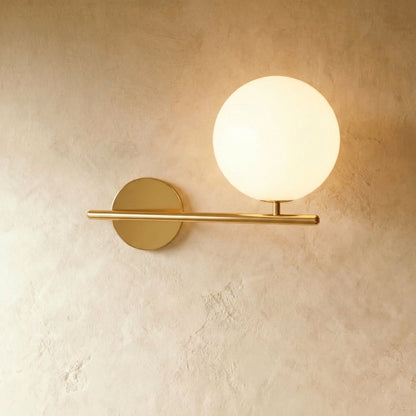 Modern Metal Wall Lamp Frosted Globe Stem View 15