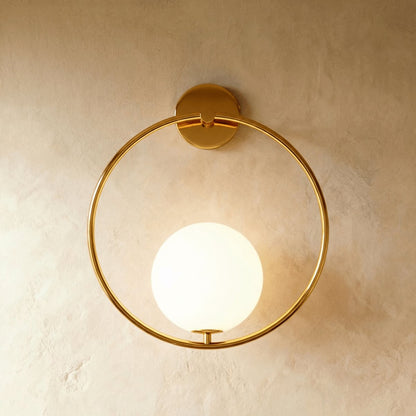 Modern Metal Wall Lamp Frosted Globe Stem View 16