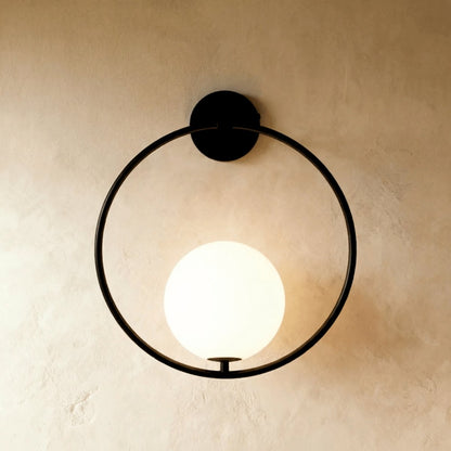 Modern Metal Wall Lamp Frosted Globe Stem View 17