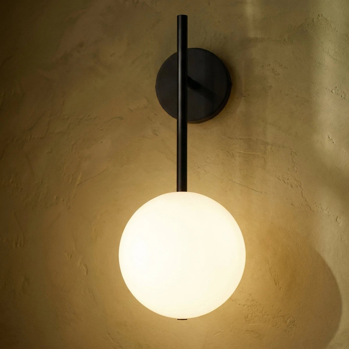 Modern Metal Wall Lamp Frosted Globe Stem View 22