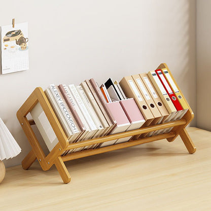 Modern Minimalist Bamboo Bookshelf Rhombus X-Base Alternate
