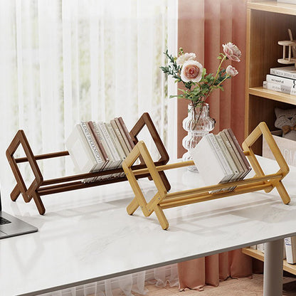 Modern Minimalist Bamboo Bookshelf Rhombus X-Base Angle