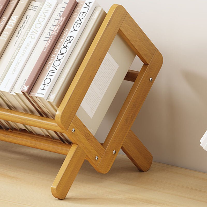 Modern Minimalist Bamboo Bookshelf Rhombus X-Base Close Up