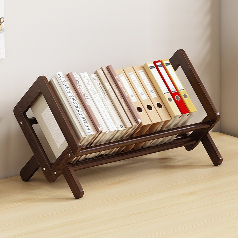 Modern Minimalist Bamboo Bookshelf Rhombus X-Base Front