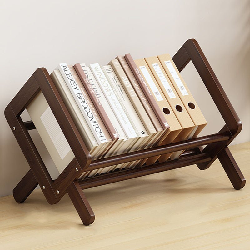 Modern Minimalist Bamboo Bookshelf Rhombus X-Base Full