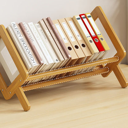 Modern Minimalist Bamboo Bookshelf Rhombus X-Base Lifestyle