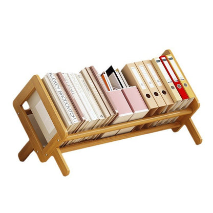 Modern Minimalist Bamboo Bookshelf Rhombus X-Base View 11