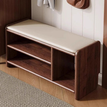 Modern Minimalist Solid Wood PU Leather Shoe Bench 2-Tier View 25