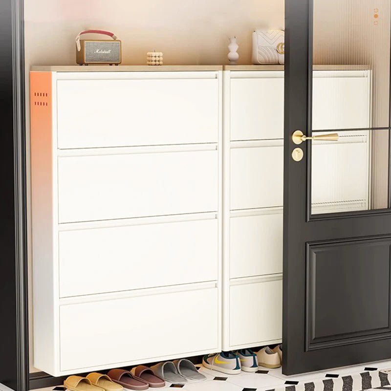 Modern Minimalist Steel Slim Shoe Storage Flip Drawers Side