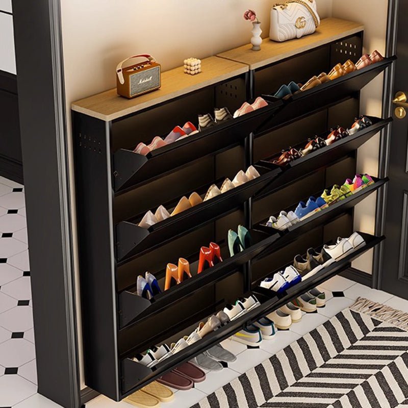 Modern Minimalist Steel Slim Shoe Storage Flip Drawers View 11