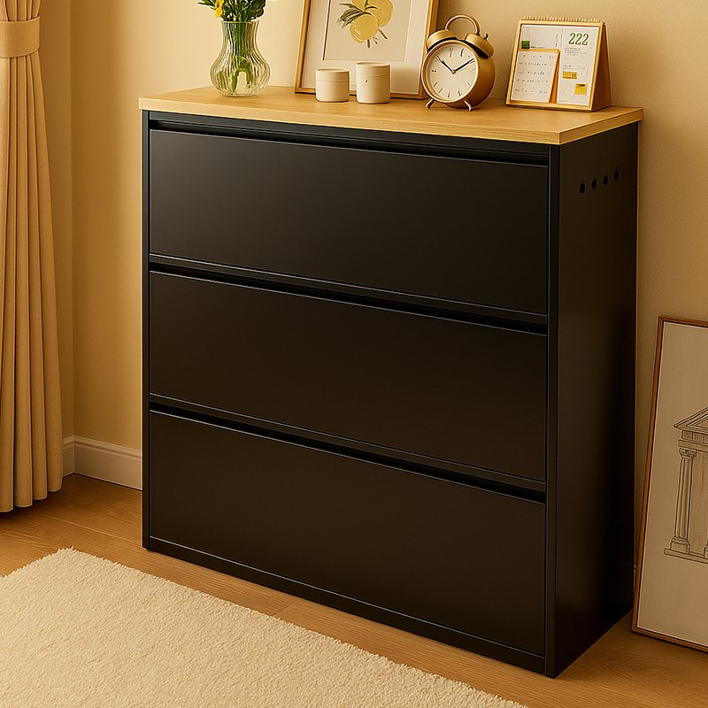 Modern Minimalist Steel Slim Shoe Storage Flip Drawers View 18