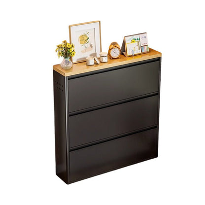 Modern Minimalist Steel Slim Shoe Storage Flip Drawers View 34