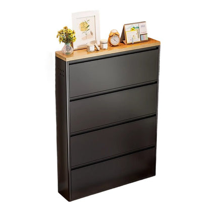 Modern Minimalist Steel Slim Shoe Storage Flip Drawers View 35