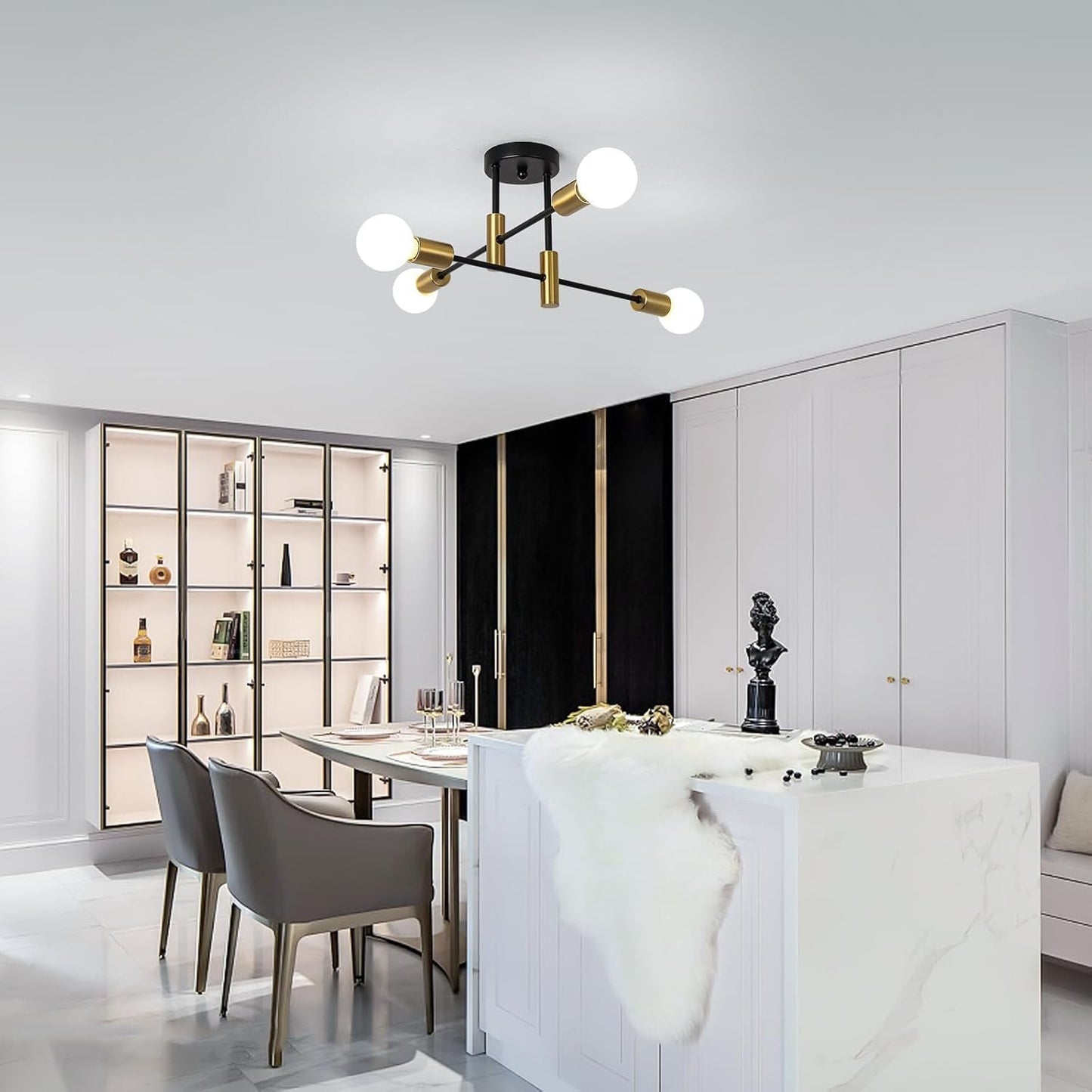 Modern Nordic Black Ceiling Lights Close Up