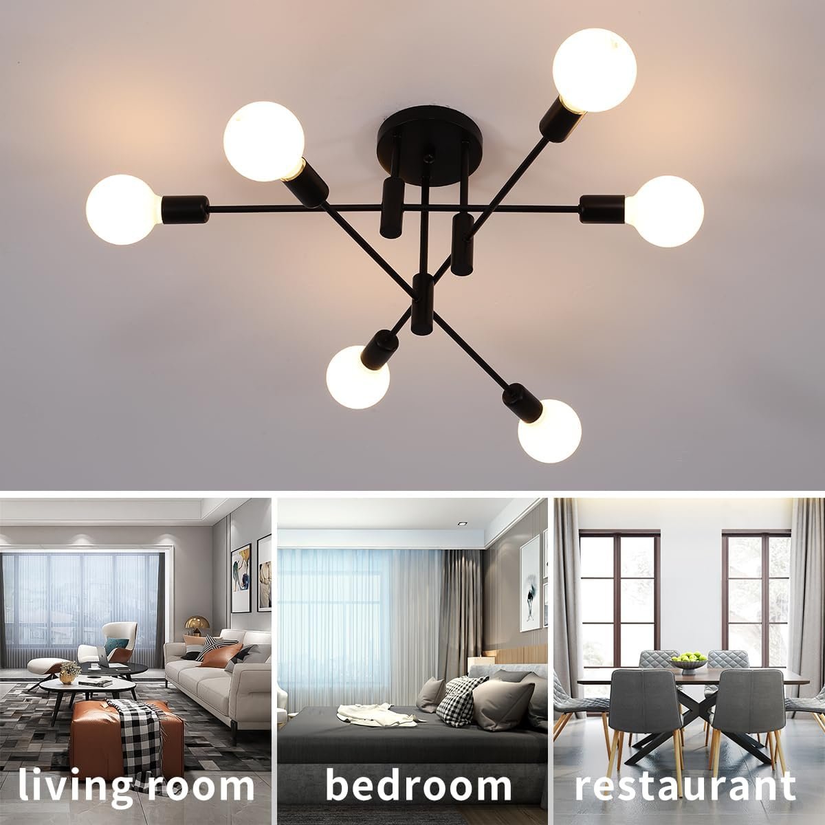 Modern Nordic Black Ceiling Lights View 26