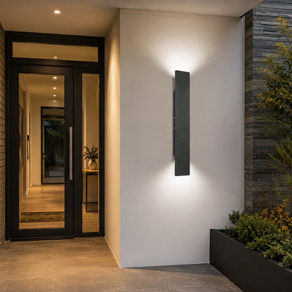 Modern Outdoor LED Wall Light Tall Panel Close Up