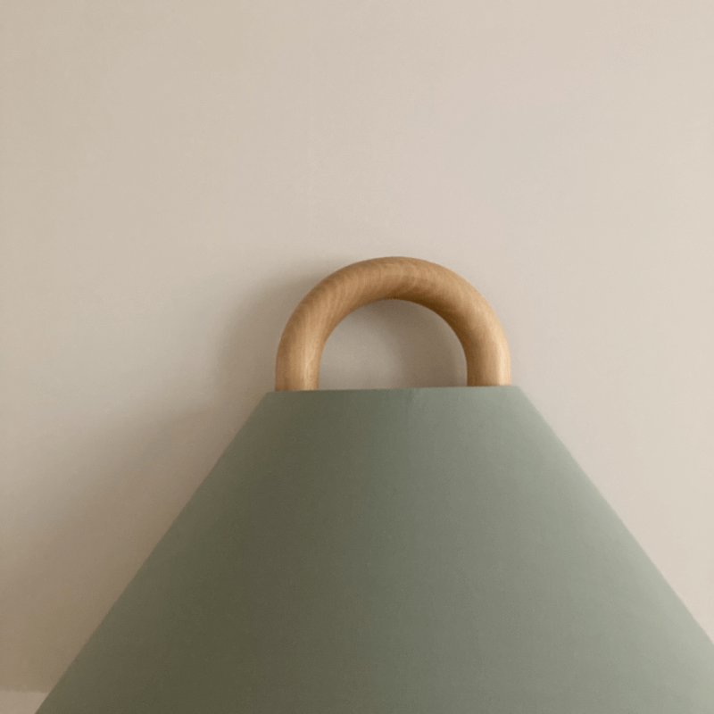 Modern Solid Wood Wall Sconce Pleated Semi-Circle Shade Close Up