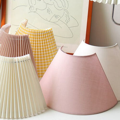 Modern Solid Wood Wall Sconce Pleated Semi-Circle Shade Full