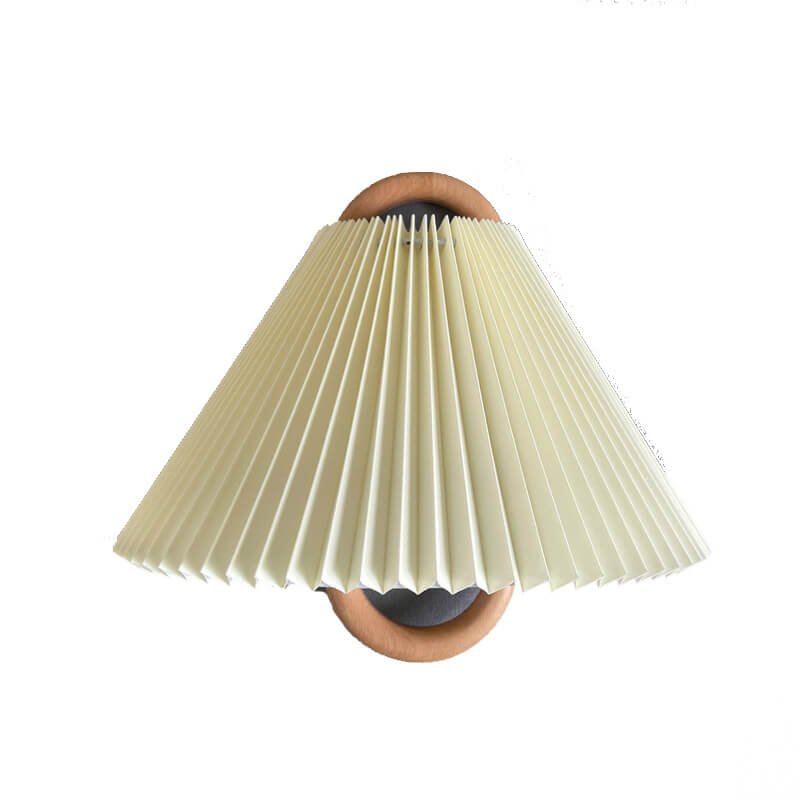 Modern Solid Wood Wall Sconce Pleated Semi-Circle Shade View 13