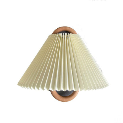 Modern Solid Wood Wall Sconce Pleated Semi-Circle Shade View 13