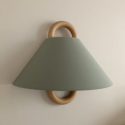 Modern Solid Wood Wall Sconce Pleated Semi-Circle Shade View 16