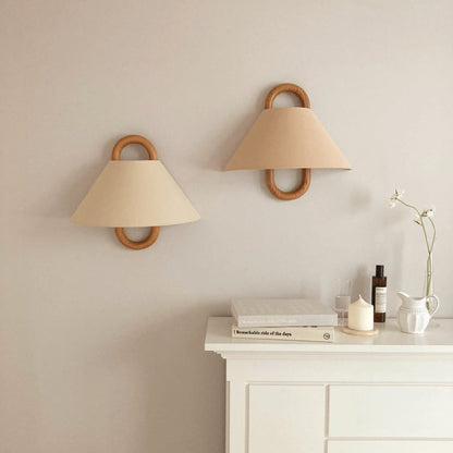 Modern Solid Wood Wall Sconce Pleated Semi-Circle Shade View 17