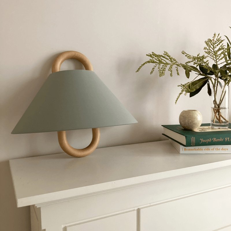 Modern Solid Wood Wall Sconce Pleated Semi-Circle Shade View 18