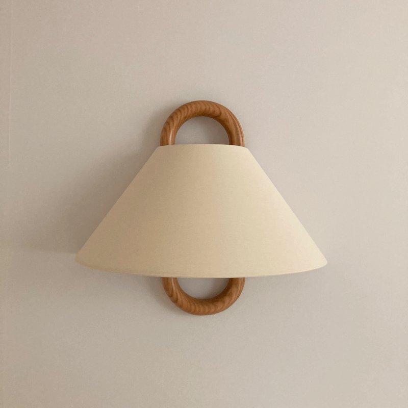 Modern Solid Wood Wall Sconce Pleated Semi-Circle Shade View 22