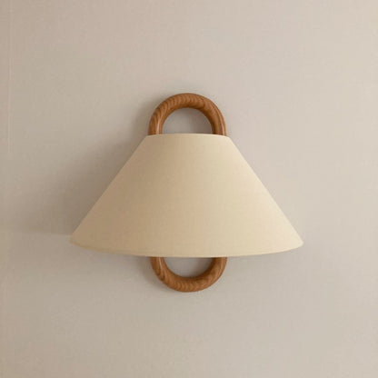 Modern Solid Wood Wall Sconce Pleated Semi-Circle Shade View 22