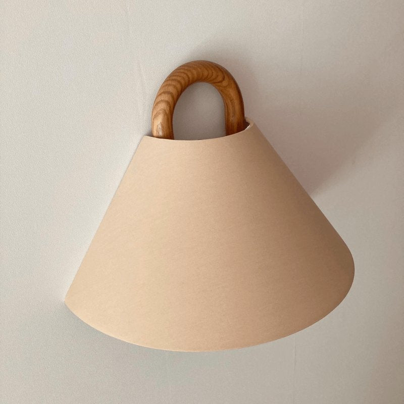 Modern Solid Wood Wall Sconce Pleated Semi-Circle Shade View 23