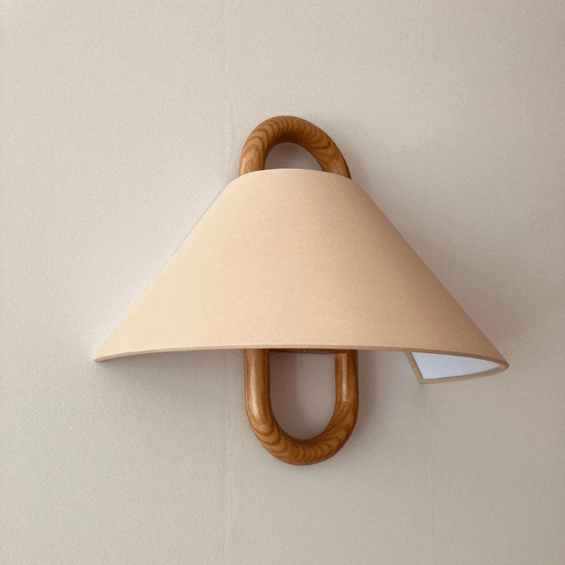 Modern Solid Wood Wall Sconce Pleated Semi-Circle Shade View 24
