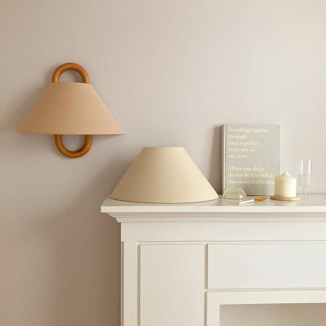 Modern Solid Wood Wall Sconce Pleated Semi-Circle Shade View 25